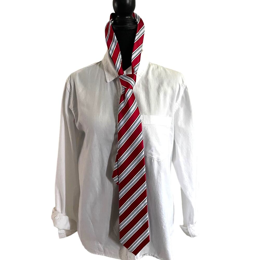 3x15 Men's Black, White, Blue Striped Tie